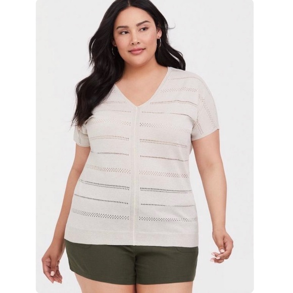TORRID Tan Dolman Shimmer Pullover - Picture 1 of 11